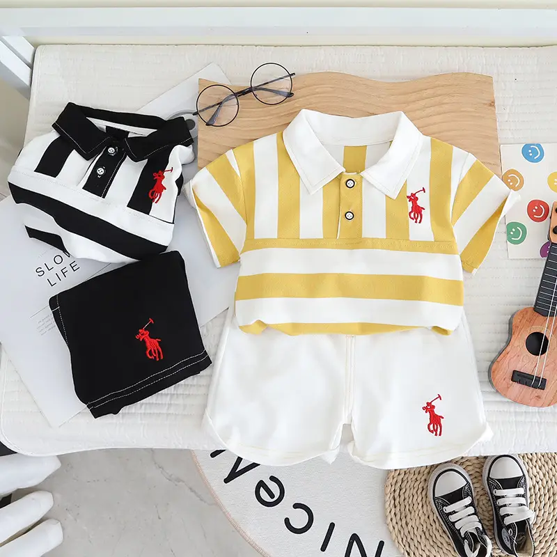 Summer 2025 Boys Cotton Striped T-Shirt Shorts Set — feature 3