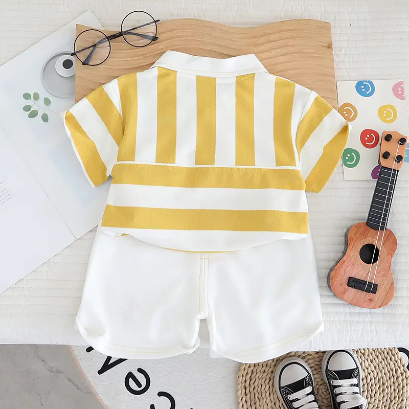 Summer 2025 Boys Cotton Striped T-Shirt Shorts Set — feature 6