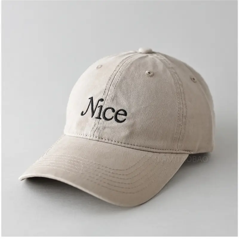 Mice Embroidered Beige Baseball Cap for Men Women