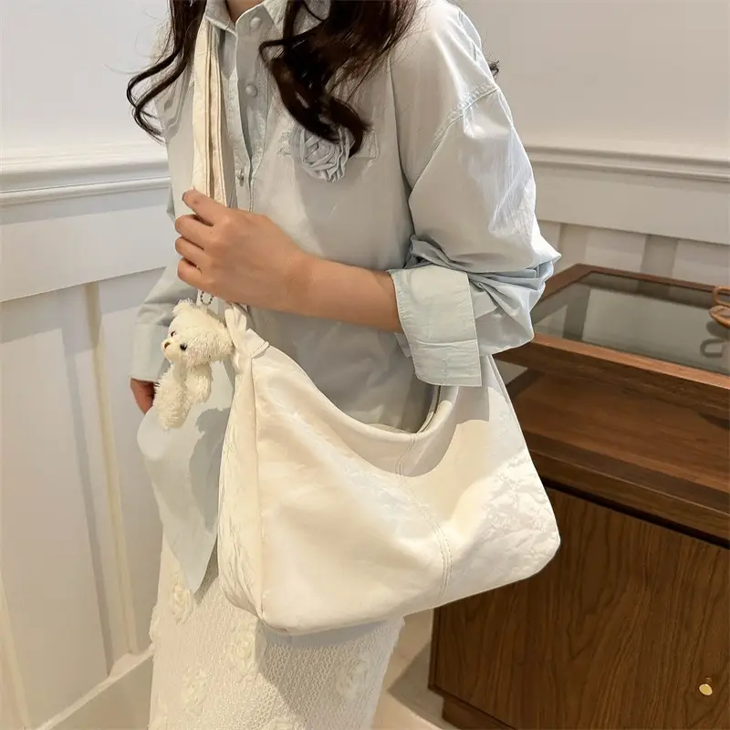 2024 Soft Puffer Shoulder Bag with Teddy Bear Pendant - Image 10