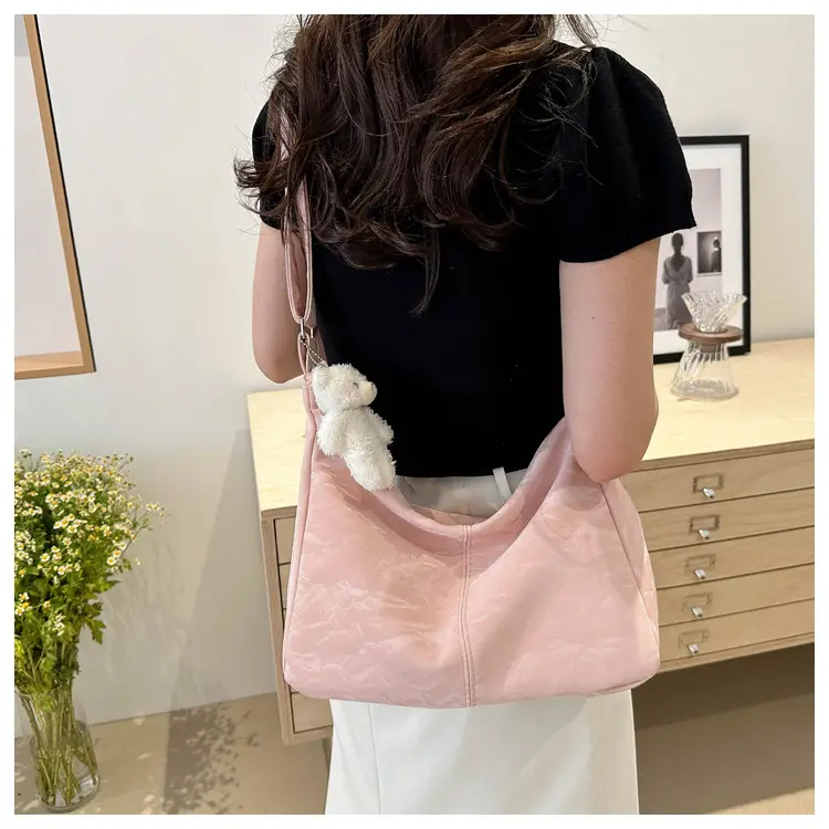 2024 Soft Puffer Shoulder Bag with Teddy Bear Pendant — feature 10