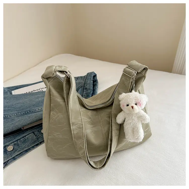 2024 Soft Puffer Shoulder Bag with Teddy Bear Pendant — feature 16