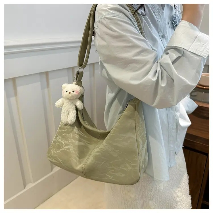 2024 Soft Puffer Shoulder Bag with Teddy Bear Pendant — feature 18