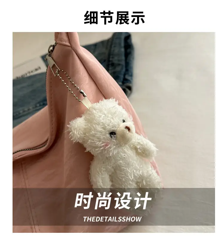 2024 Soft Puffer Shoulder Bag with Teddy Bear Pendant — feature 3