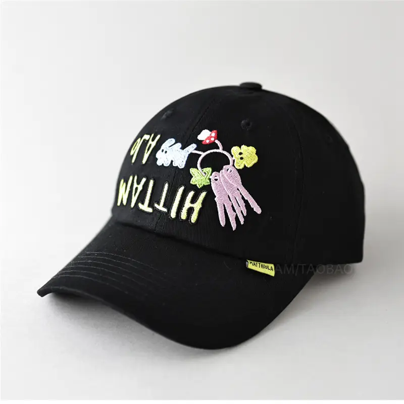 Cute Letter Pattern Baseball Cap for Men Women Black - Image 5