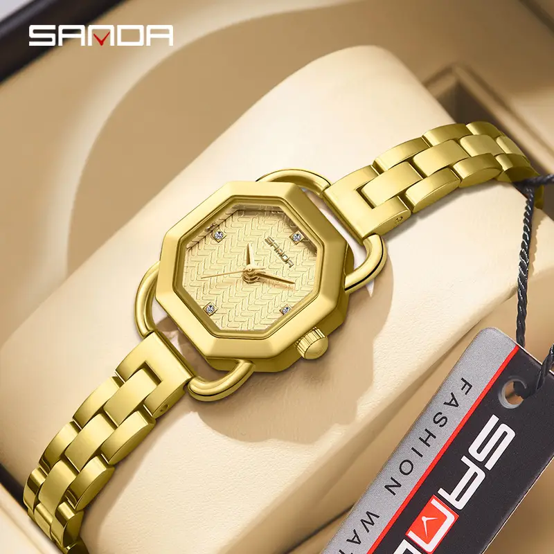 Sanda Quartz Women's Watch Green Octagonal Water Resistant - Image 18