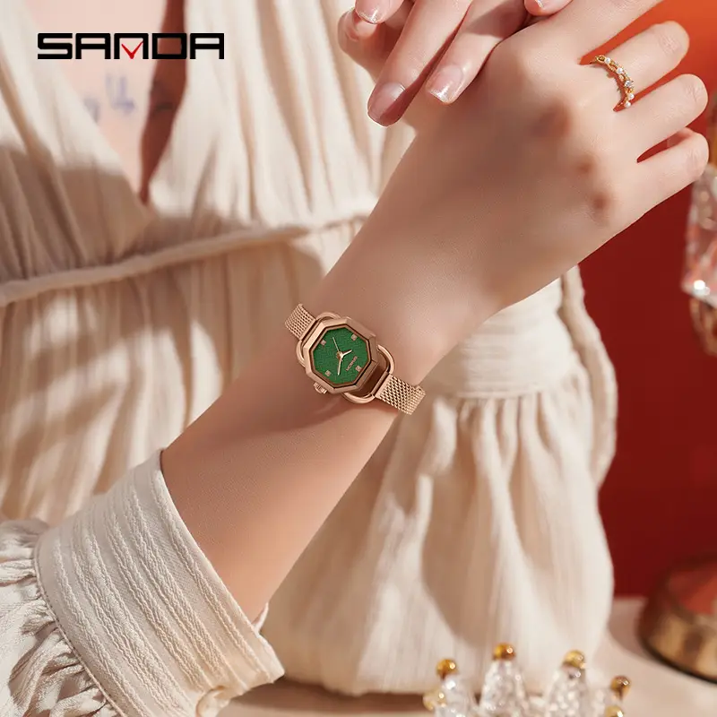 Sanda Quartz Women's Watch Green Octagonal Water Resistant - Image 19