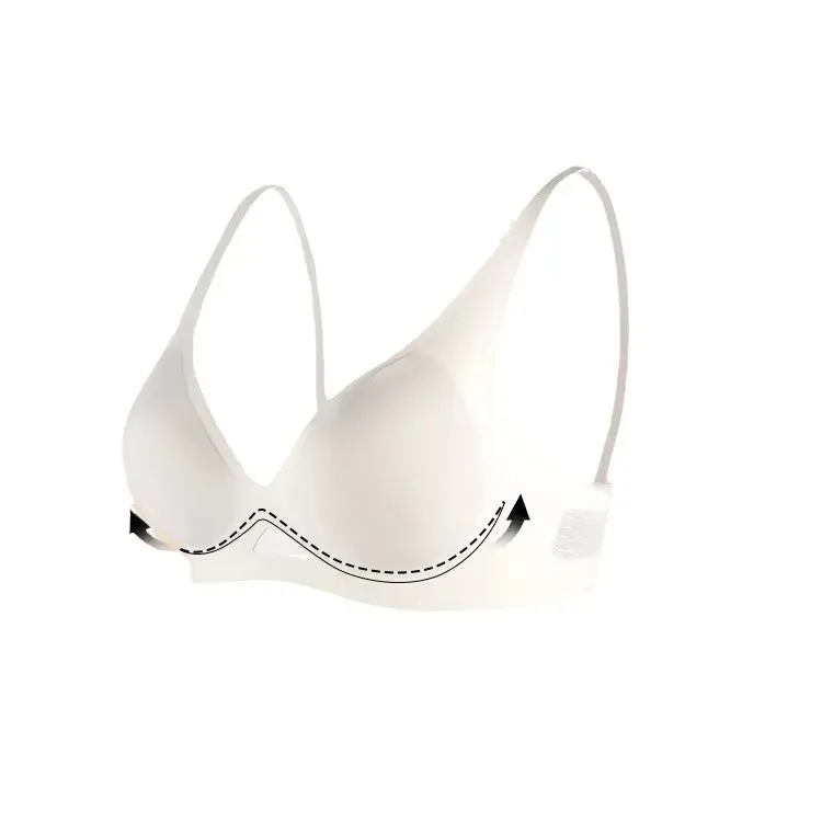 Jelly Strip Traceless Underwear Women's Summer Thin Small Chest Push-up Anti-sagging Paramilis Non-rims Soft Support Bra