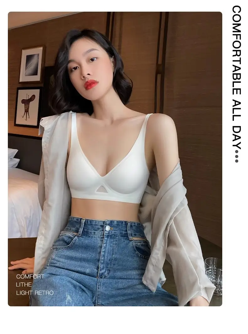 Jelly Strip Traceless Underwear Women's Summer Thin Small Chest Push-up Anti-sagging Paramilis Non-rims Soft Support Bra — feature 22