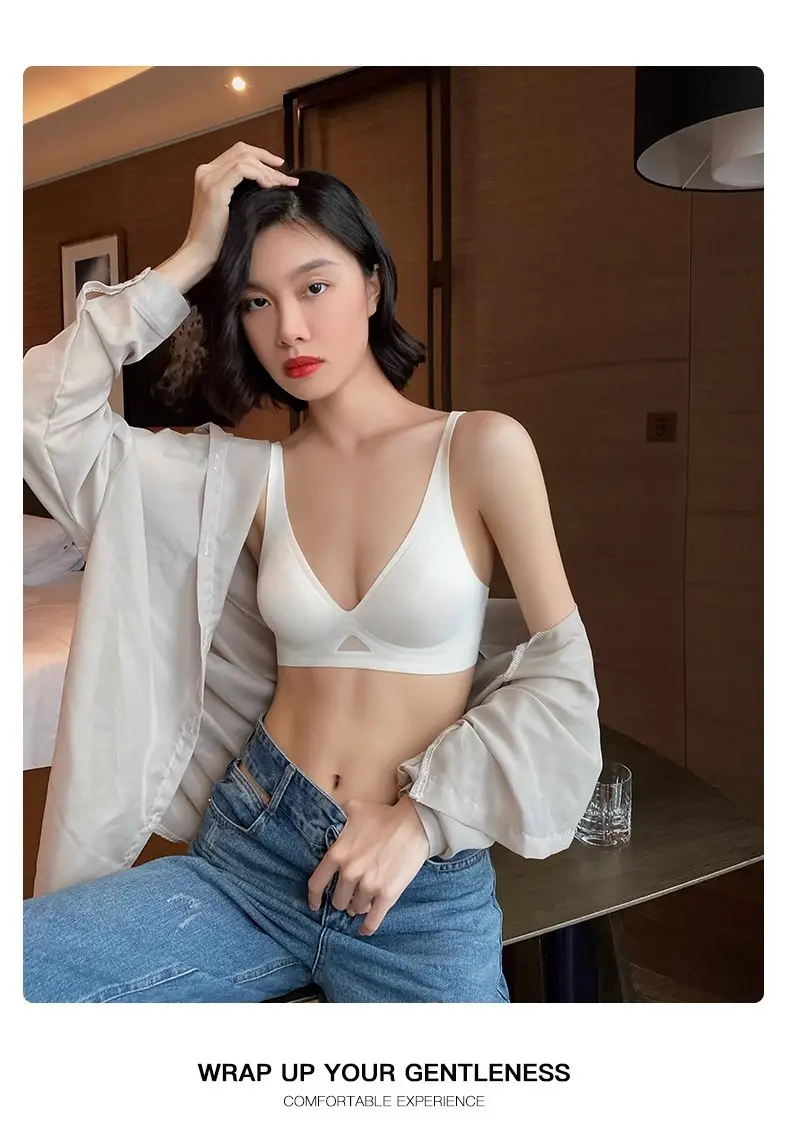Jelly Strip Traceless Underwear Women's Summer Thin Small Chest Push-up Anti-sagging Paramilis Non-rims Soft Support Bra — feature 24