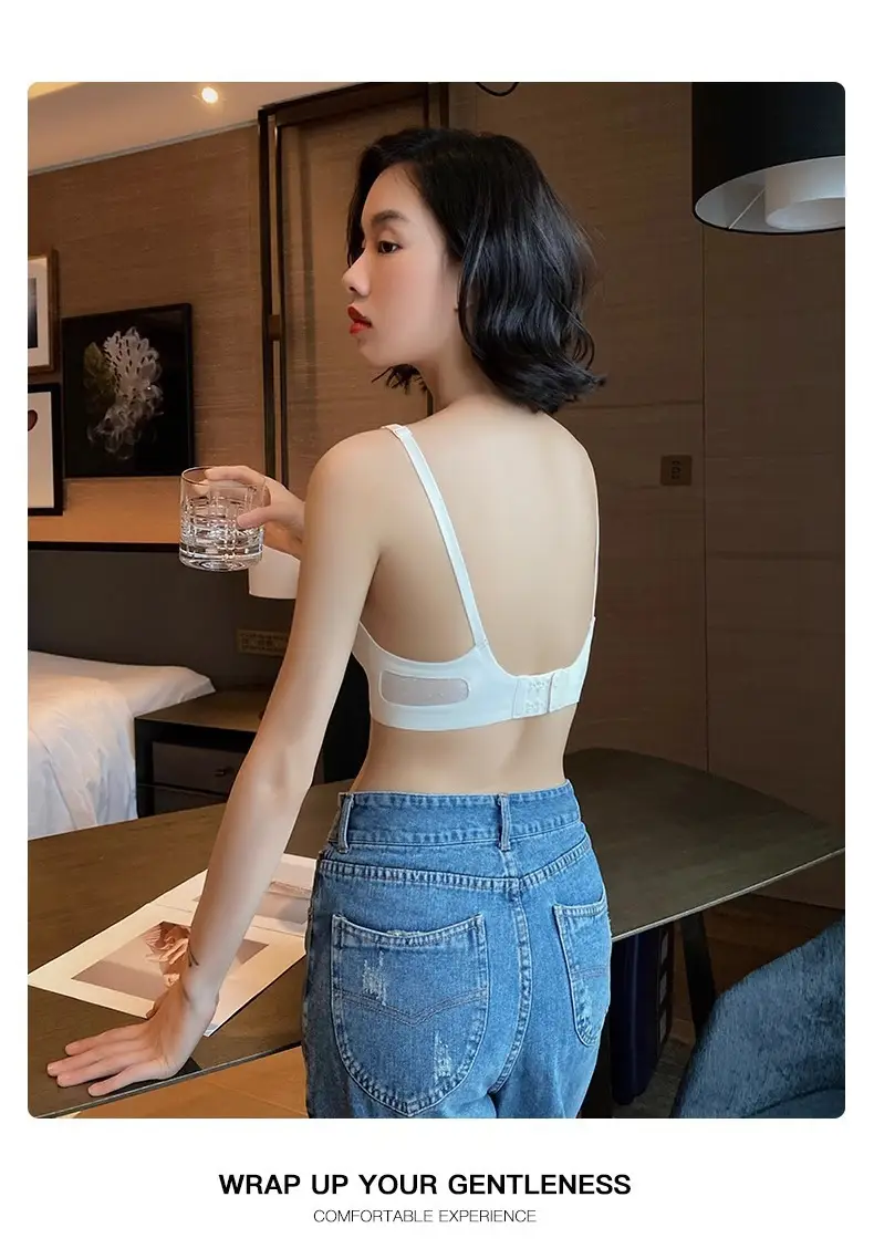 Jelly Strip Traceless Underwear Women's Summer Thin Small Chest Push-up Anti-sagging Paramilis Non-rims Soft Support Bra — feature 26