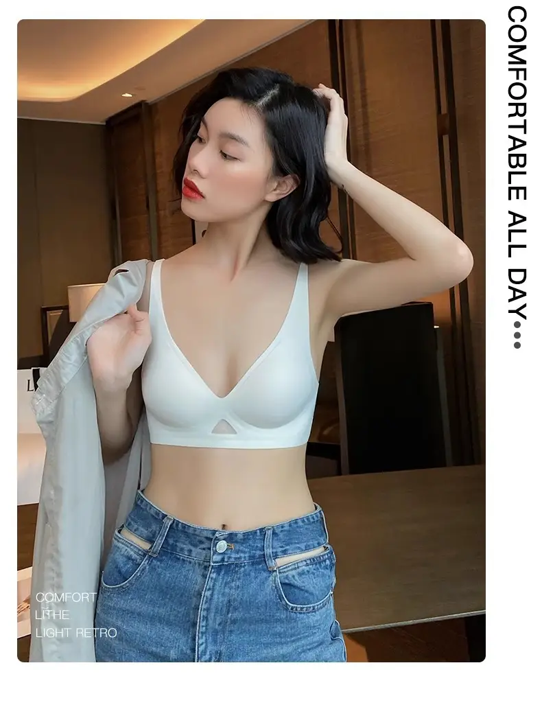 Jelly Strip Traceless Underwear Women's Summer Thin Small Chest Push-up Anti-sagging Paramilis Non-rims Soft Support Bra — feature 27