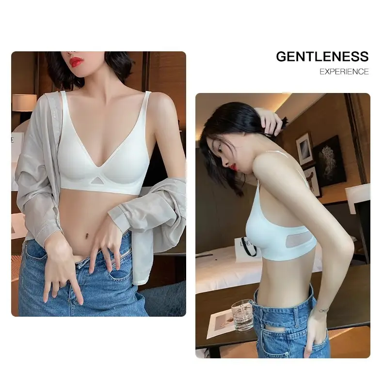 Jelly Strip Traceless Underwear Women's Summer Thin Small Chest Push-up Anti-sagging Paramilis Non-rims Soft Support Bra — feature 28