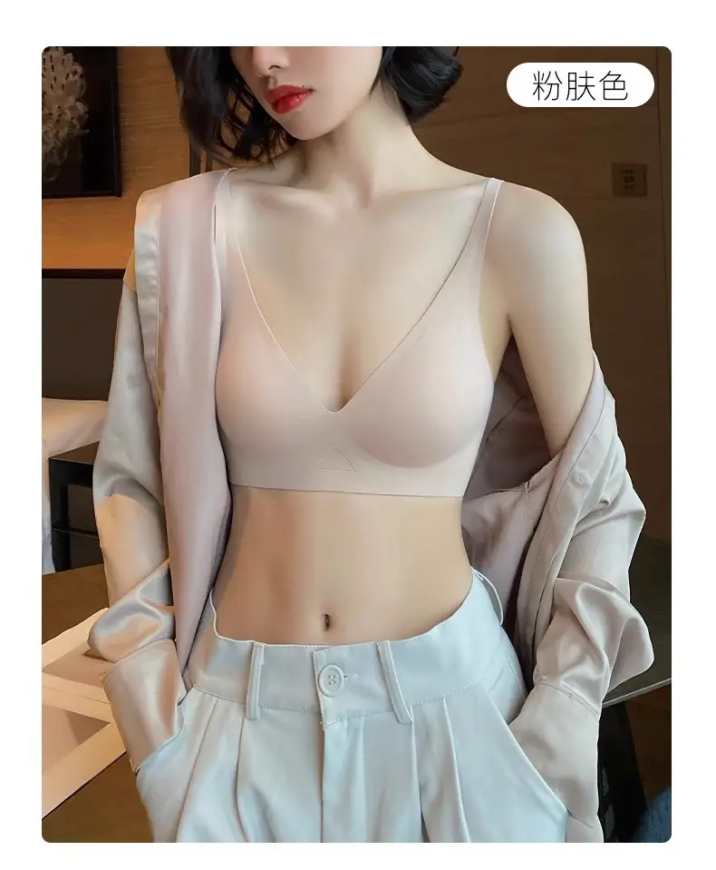 Jelly Strip Traceless Underwear Women's Summer Thin Small Chest Push-up Anti-sagging Paramilis Non-rims Soft Support Bra — feature 29