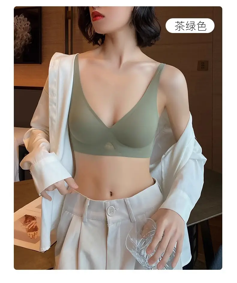 Jelly Strip Traceless Underwear Women's Summer Thin Small Chest Push-up Anti-sagging Paramilis Non-rims Soft Support Bra — feature 30