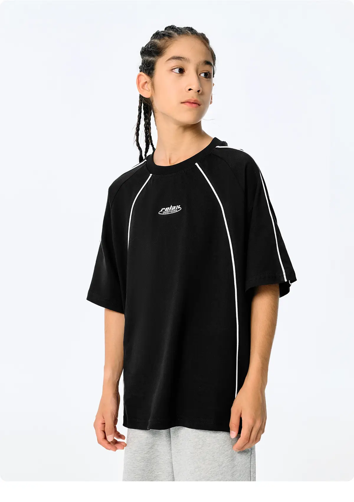 Kids Black Retro Sports T-Shirt for Girls Boys — feature 17