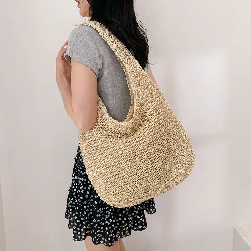 Women Casual Straw Woven Shoulder Bag Large Capacity - Image 6