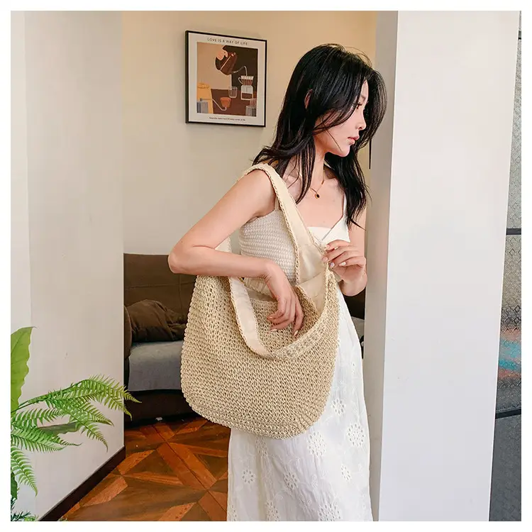 Women Casual Straw Woven Shoulder Bag Large Capacity — feature 12