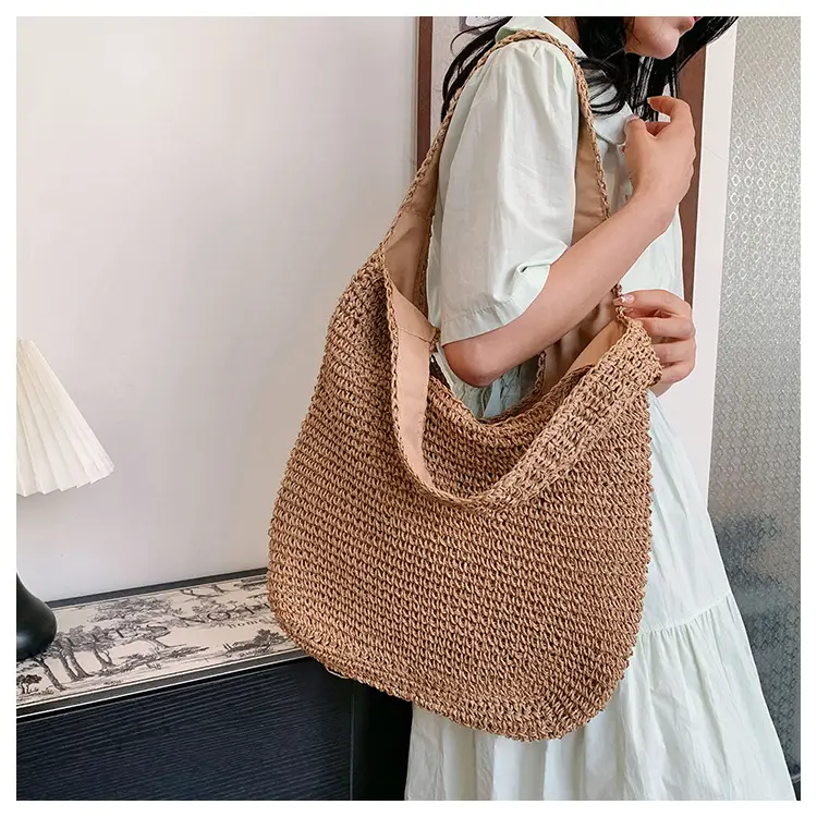 Women Casual Straw Woven Shoulder Bag Large Capacity — feature 19