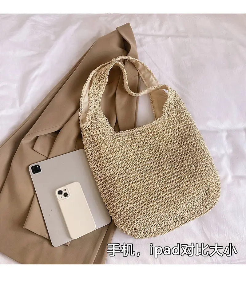 Women Casual Straw Woven Shoulder Bag Large Capacity — feature 8