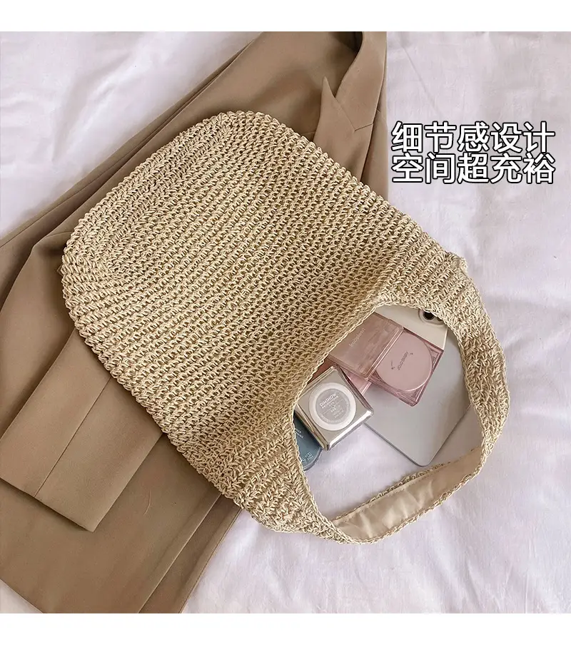 Women Casual Straw Woven Shoulder Bag Large Capacity — feature 9