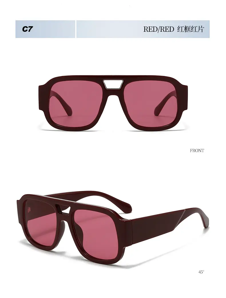 2025 Unisex Double Bridge Sunglasses with Pink Lens β feature 17