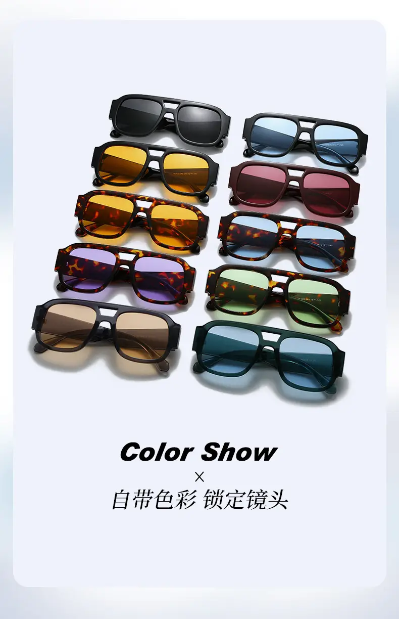 2025 Unisex Double Bridge Sunglasses with Pink Lens β feature 3