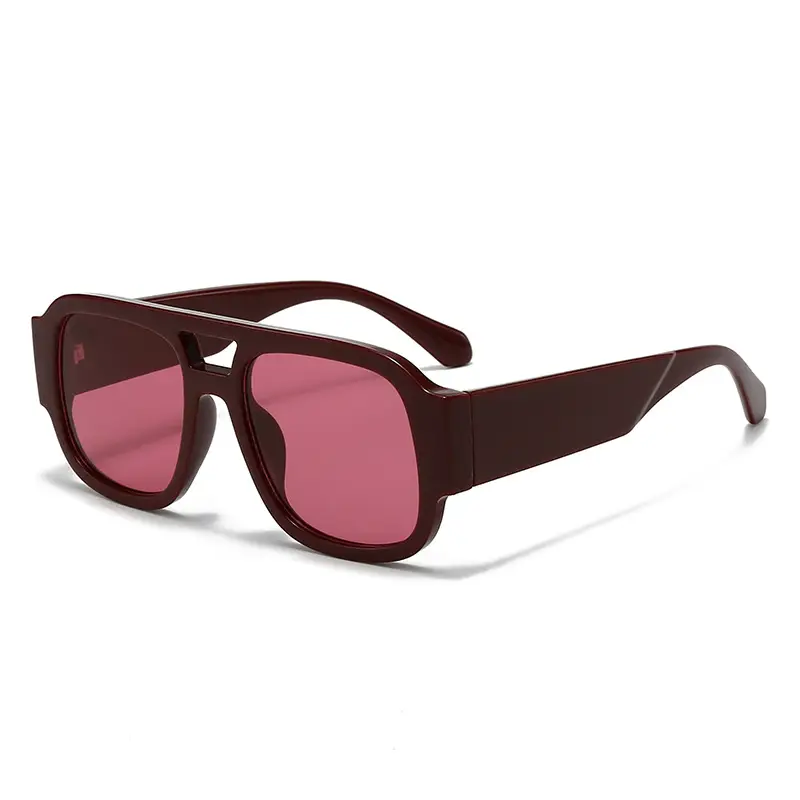 2025 Unisex Double Bridge Sunglasses with Pink Lens - Image 7