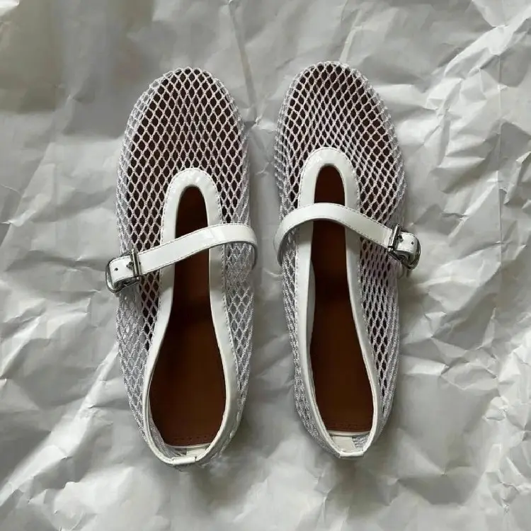 Flat Hollow-Out Sandals for Women, Fishnet Shoes, New Summer 2026 Style, Single Strap, Round Toe, Shallow Mary Jane Shoes for Women - Image 2