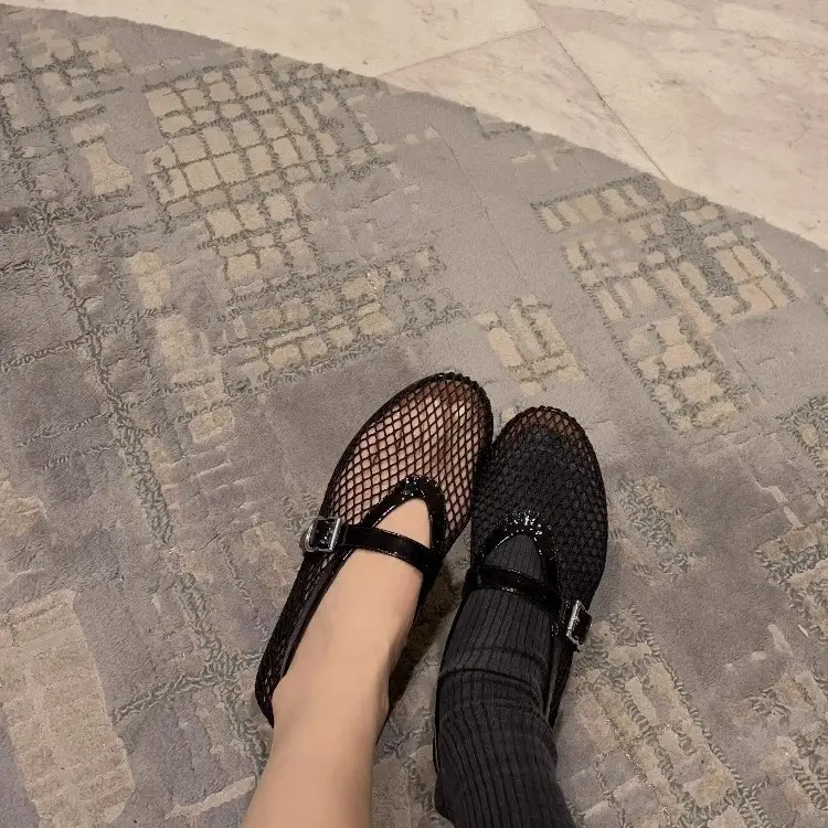 Flat Hollow-Out Sandals for Women, Fishnet Shoes, New Summer 2026 Style, Single Strap, Round Toe, Shallow Mary Jane Shoes for Women - Image 7