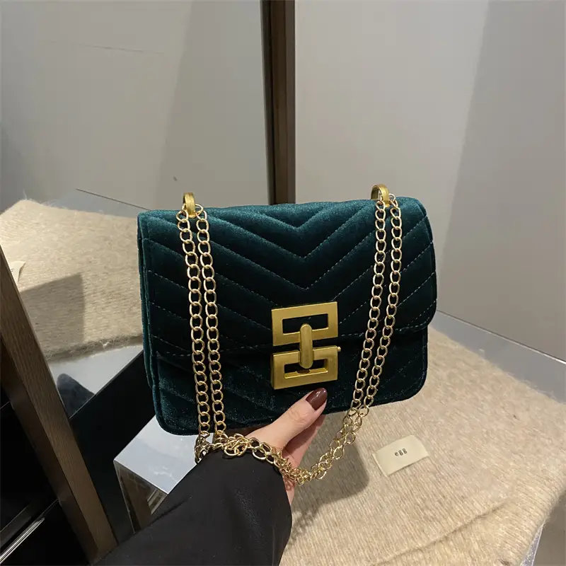 2025 Spring Small Square Bag Women Plaid Embroidery Chain - Image 8