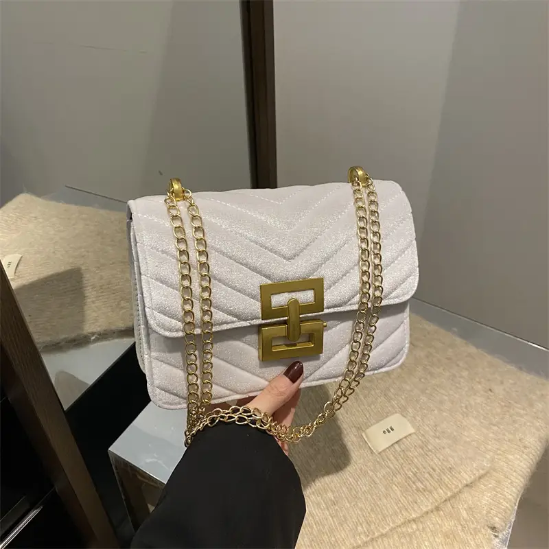 2025 Spring Small Square Bag Women Plaid Embroidery Chain - Image 9