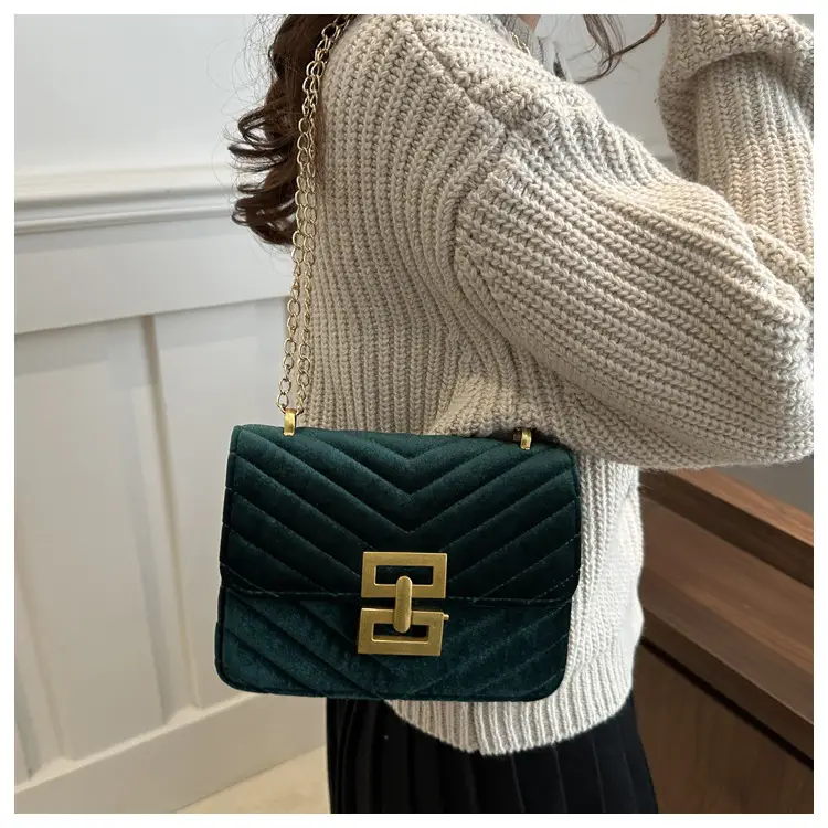 2025 Spring Small Square Bag Women Plaid Embroidery Chain — feature 11