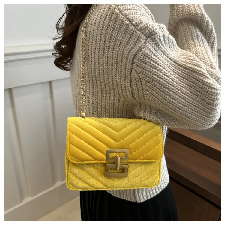 2025 Spring Small Square Bag Women Plaid Embroidery Chain — feature 13