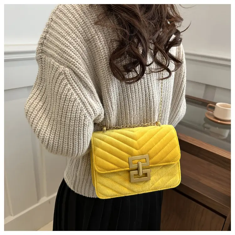 2025 Spring Small Square Bag Women Plaid Embroidery Chain — feature 14