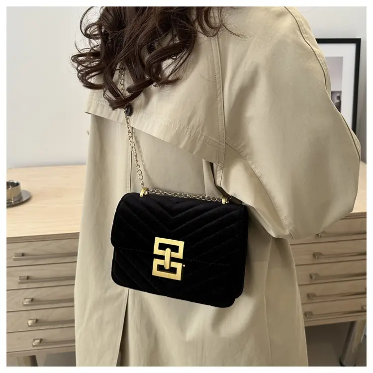 2025 Spring Small Square Bag Women Plaid Embroidery Chain — feature 16