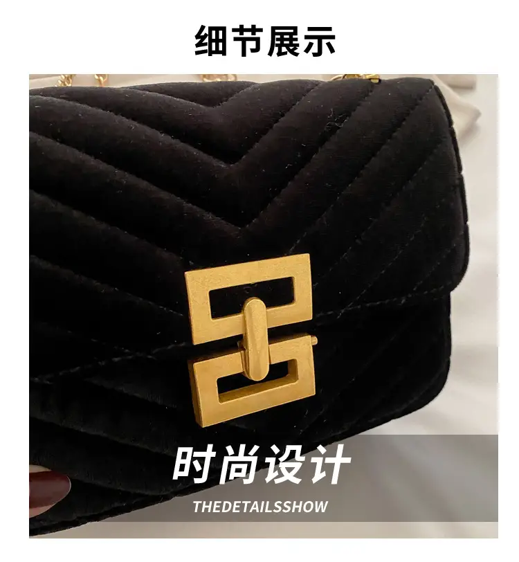 2025 Spring Small Square Bag Women Plaid Embroidery Chain — feature 2