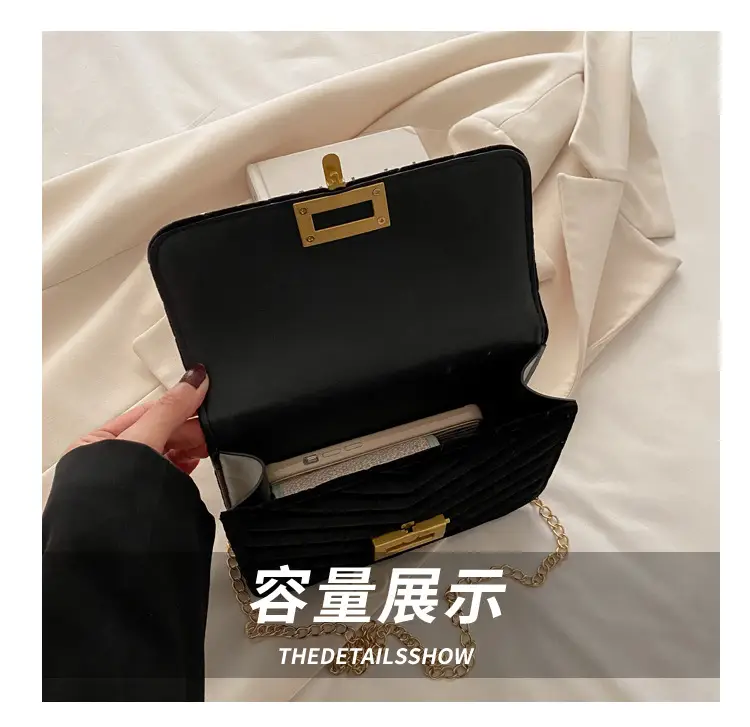 2025 Spring Small Square Bag Women Plaid Embroidery Chain — feature 5