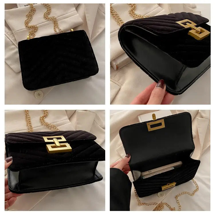 2025 Spring Small Square Bag Women Plaid Embroidery Chain — feature 6