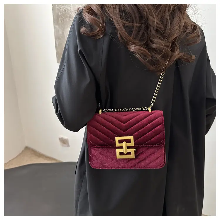 2025 Spring Small Square Bag Women Plaid Embroidery Chain — feature 8