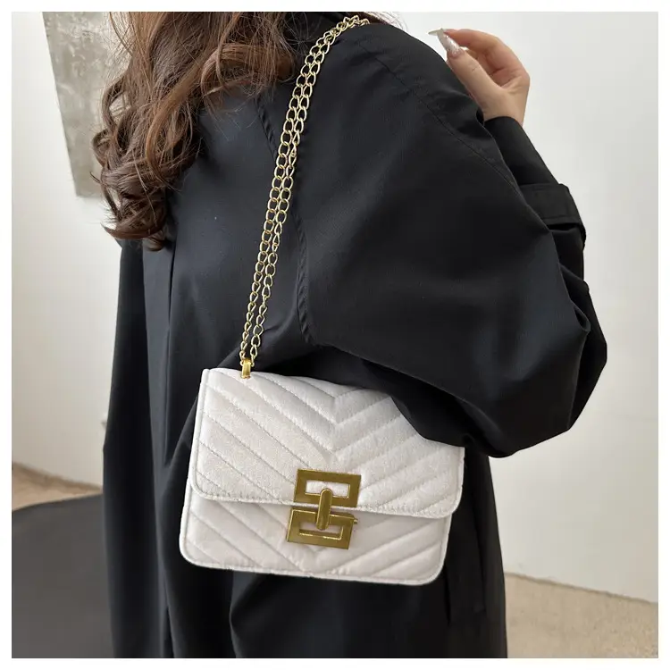 2025 Spring Small Square Bag Women Plaid Embroidery Chain — feature 9