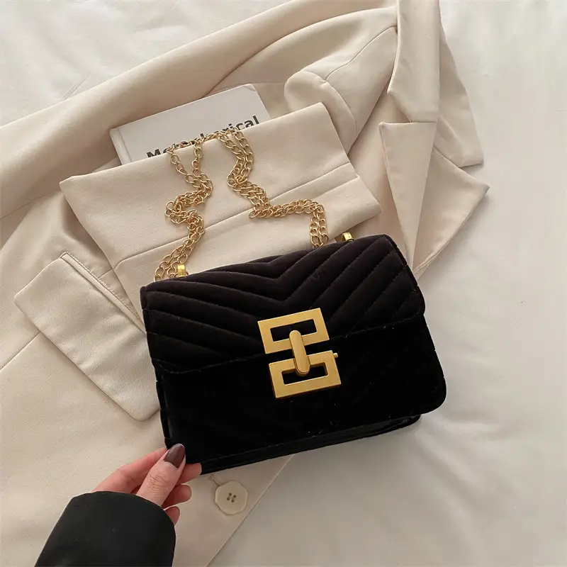 2025 Spring Small Square Bag Women Plaid Embroidery Chain - Image 2