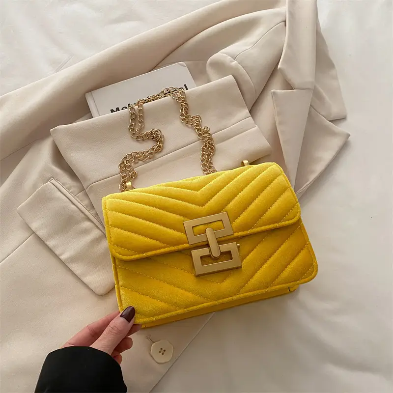 2025 Spring Small Square Bag Women Plaid Embroidery Chain - Image 3