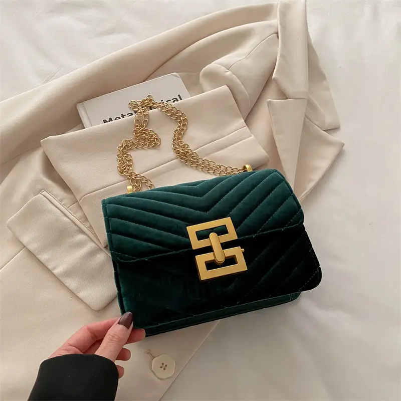 2025 Spring Small Square Bag Women Plaid Embroidery Chain - Image 4