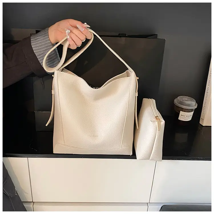 Women's 2-Piece Cream White Tote & Shoulder Bag Set — feature 29