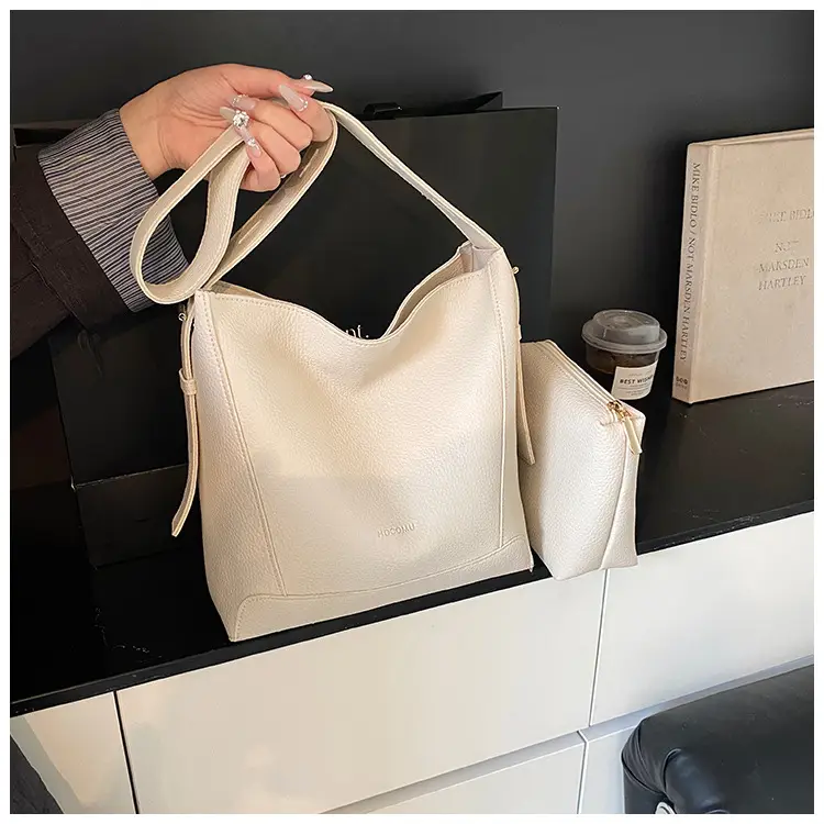 Women's 2-Piece Cream White Tote & Shoulder Bag Set — feature 30