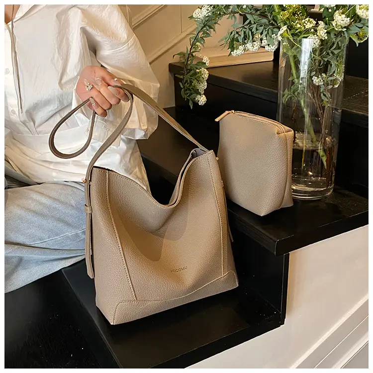 Women's 2-Piece Cream White Tote & Shoulder Bag Set — feature 34