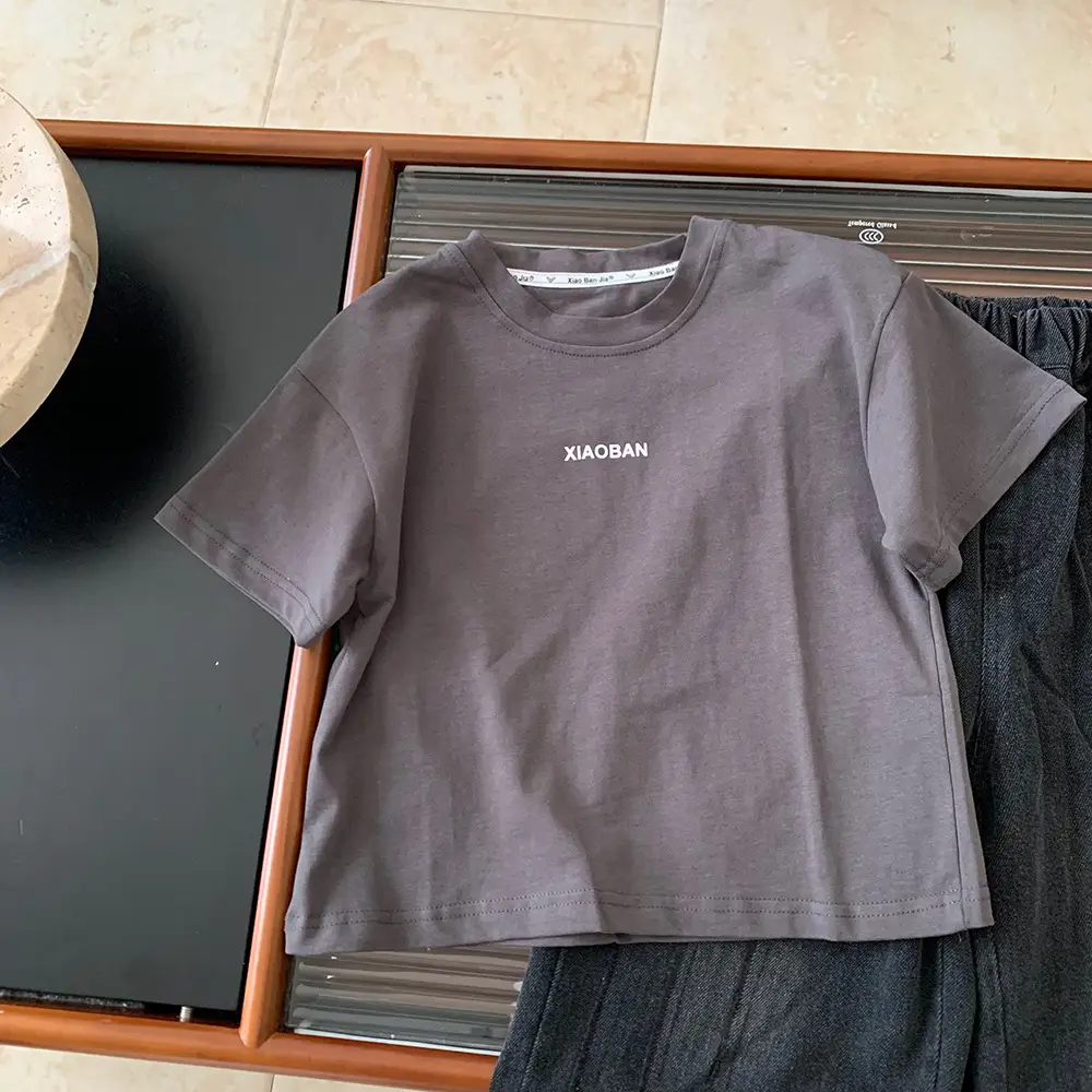 Children Grey Cotton T-Shirt Boys Summer 2025 - Image 6