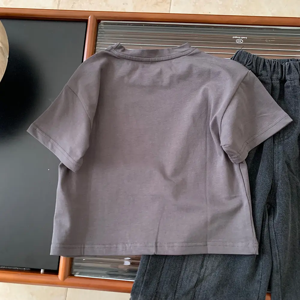 Children Grey Cotton T-Shirt Boys Summer 2025 — feature 4