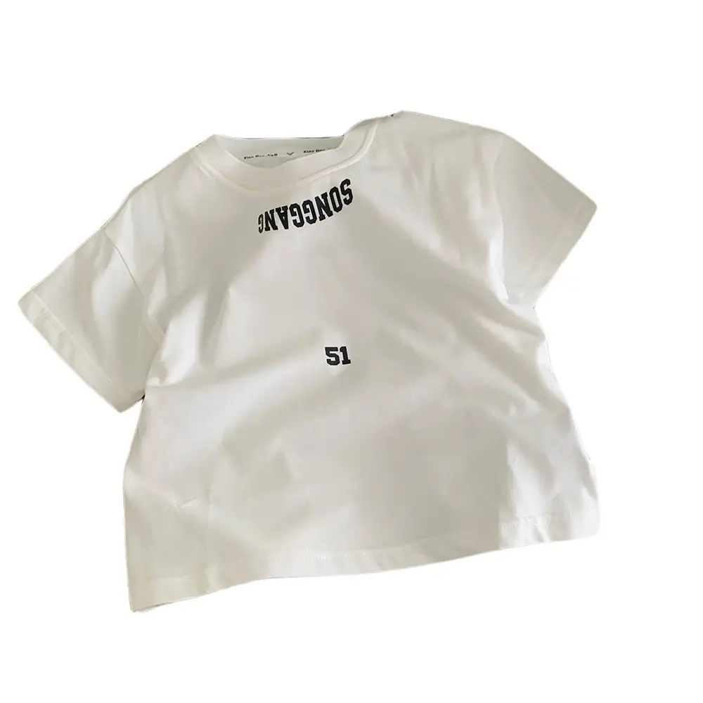 White Letter Printed Cotton T-Shirt for Boys Girls 2025 - Image 6